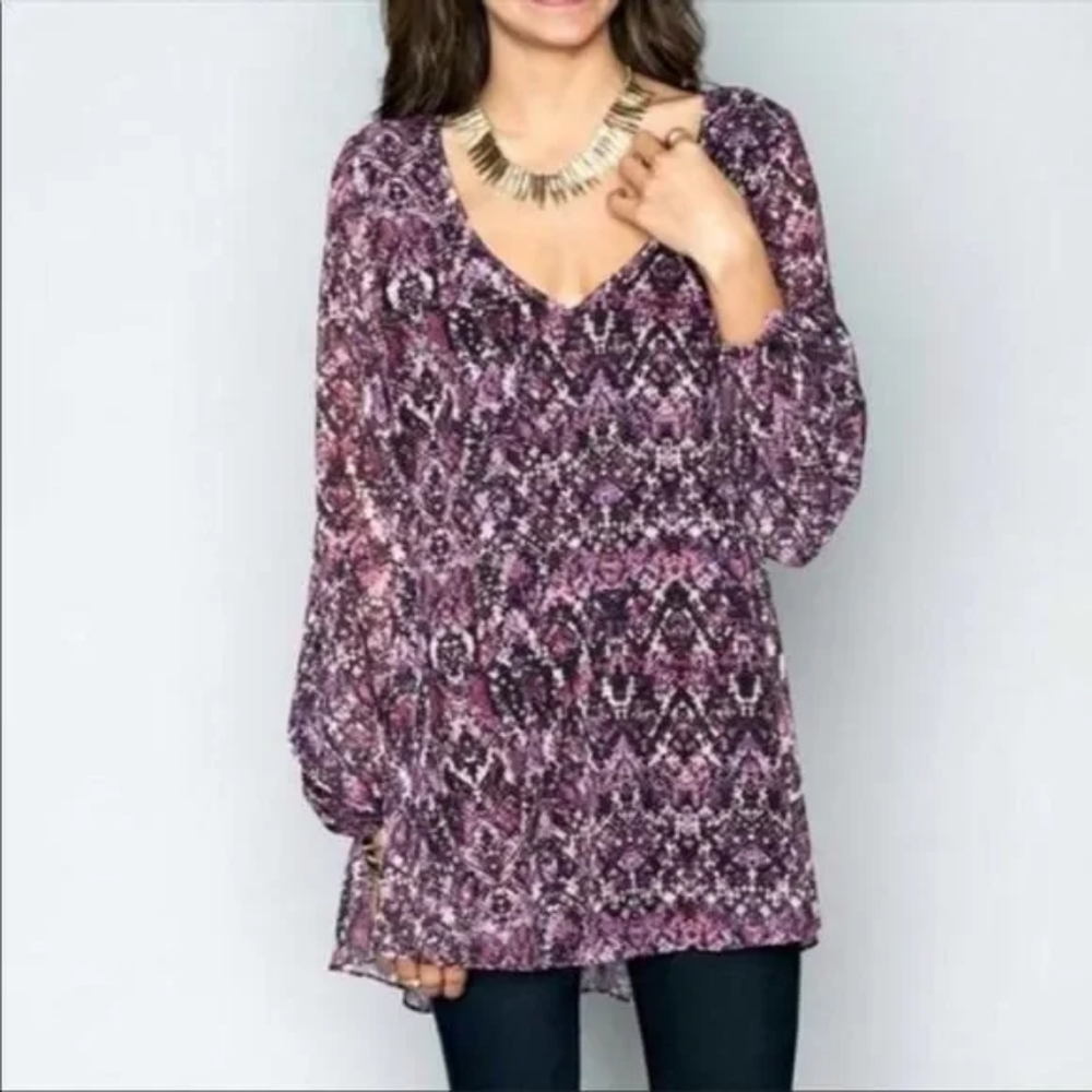 Show Me Your Mumu Donna Michelle Purple Snakeskin Print Tunic Dress Small